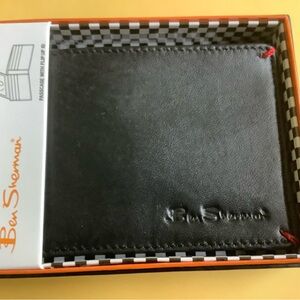 Ben Sherman Soft Black Genuine Leather Bifold Wallet with Gift box! Brand New!